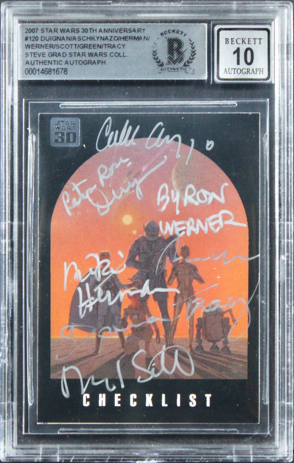 (7) Duignan +6 Signed 2007 Star Wars 30th Anniv #120 Card Auto 10! BAS Slabbed