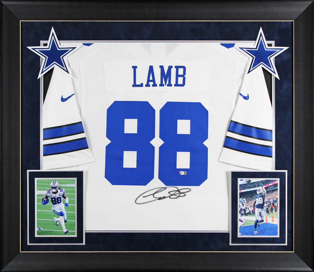 Cowboys CeeDee Lamb Authentic Signed White Nike Game Framed Jersey Fanatics