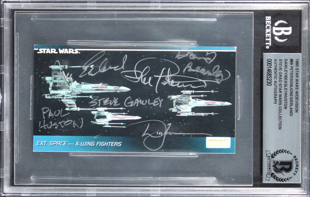 (6) Peterson, Beasley +4 Signed 1995 Star Wars Widevision #99 Card BAS Slabbed