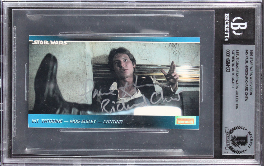 Paul Hirsch & Richard Crew Signed 1995 Star Wars Widevision #45 Card BAS Slabbed