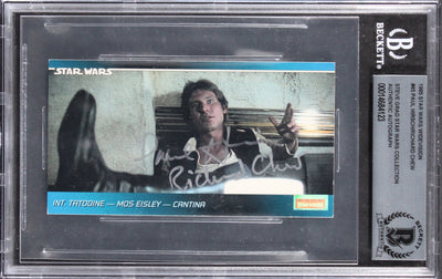 Paul Hirsch & Richard Crew Signed 1995 Star Wars Widevision #45 Card BAS Slabbed