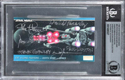 (6) Peterson, Beasley +4 Signed 1995 Star Wars Widevision #89 Card BAS Slabbed