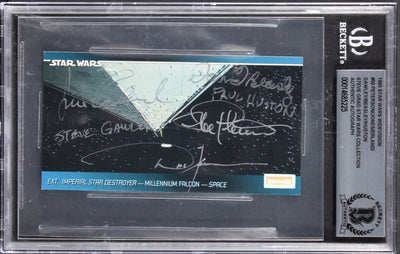 (6) Peterson, Beasley +4 Signed 1995 Star Wars Widevision #50 Card BAS Slabbed