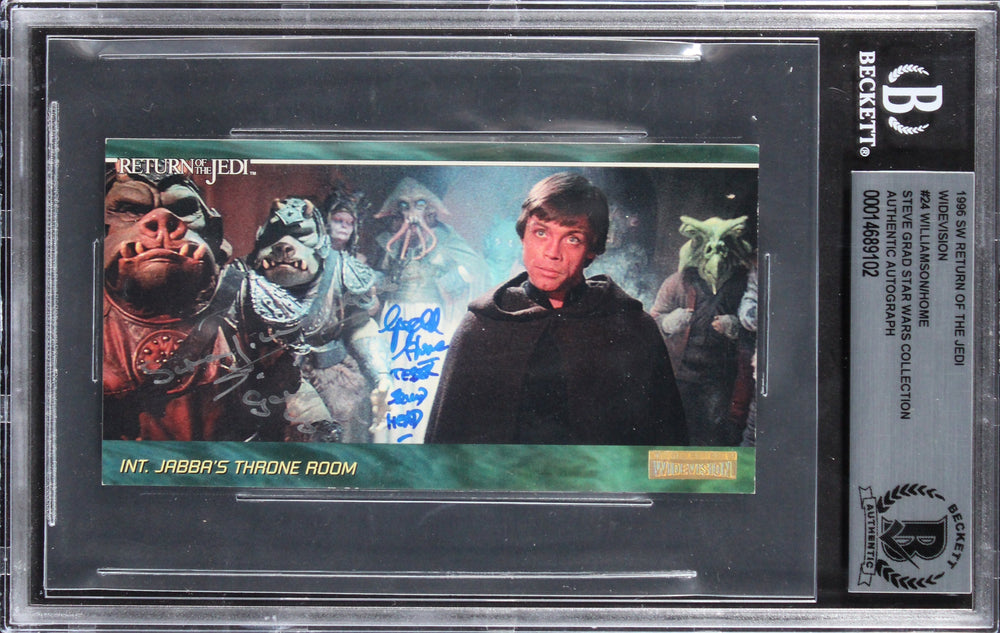 (2) Williamson & Home "2x Insc" Signed 1996 Star Wars ROTJ #24 Card BAS Slabbed
