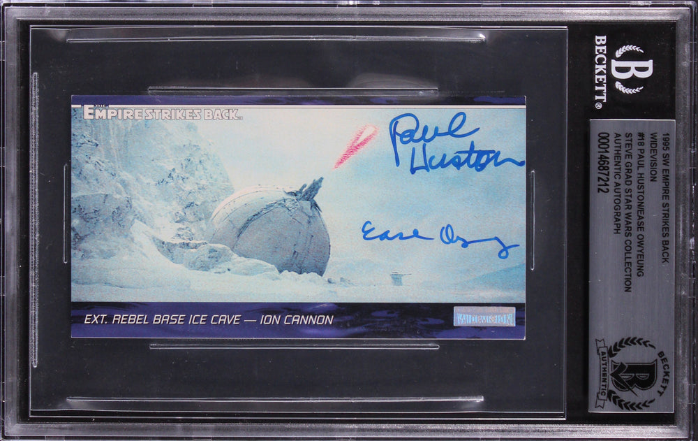 (2) Huston & Owyeung Signed 1995 Star Wars ESB Widevision #18 Card BAS Slabbed