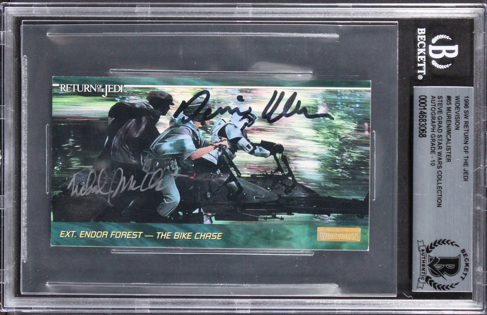 (2) Muren +1 Signed 1996 Star Wars ROTJ Widevision #65 Card Auto 10! BAS Slabbed