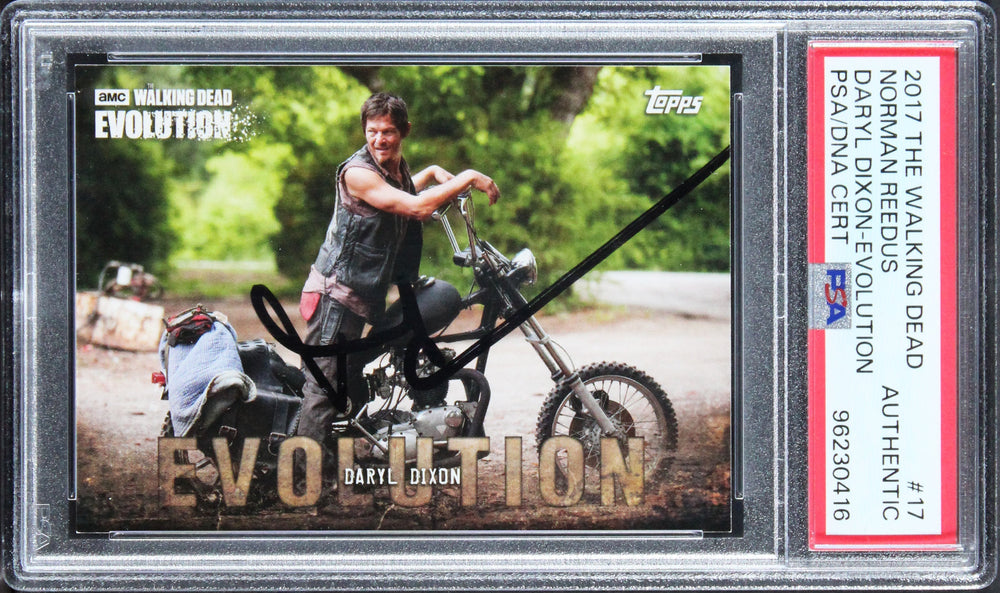 Norman Reedus Signed 2017 Topps The Walking Dead #17 Card PSA/DNA Slabbed