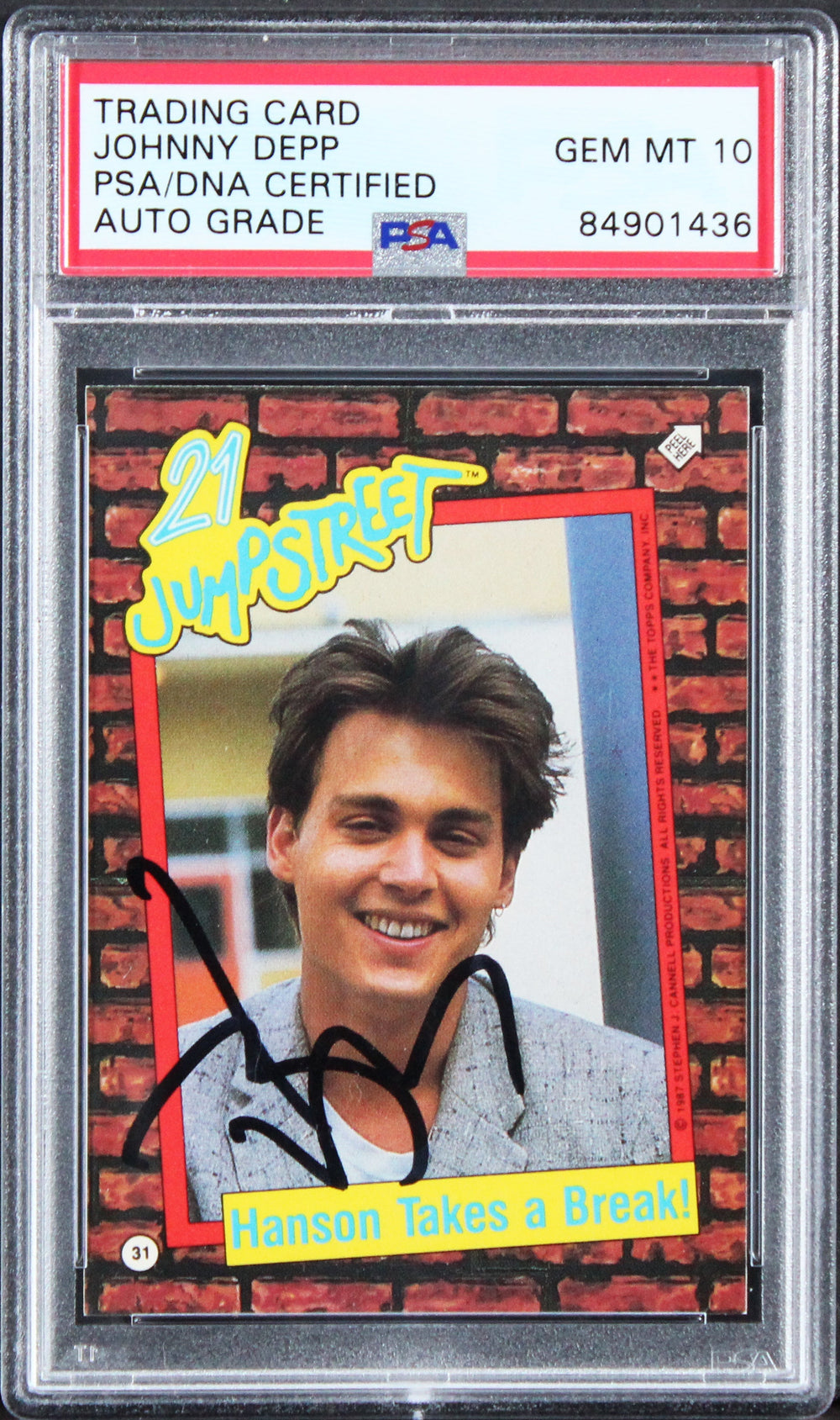 Johnny Depp Signed 1987 Topps 21 Jump Street #31 Card Auto 10! PSA/DNA Slabbed