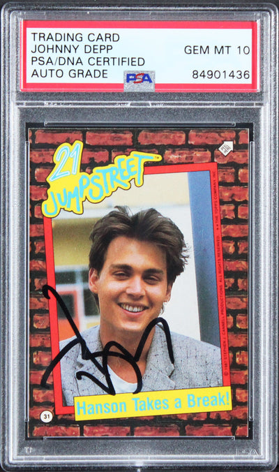 Johnny Depp Signed 1987 Topps 21 Jump Street #31 Card Auto 10! PSA/DNA Slabbed