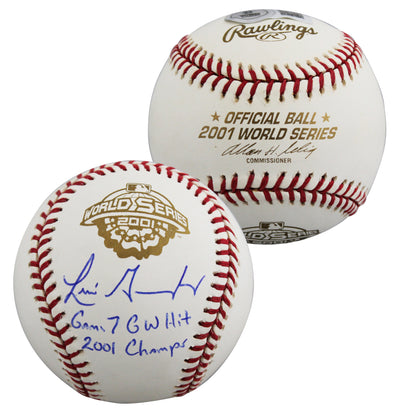 D-Backs Luis Gonzalez "2x Insc" Signed 2001 WS Logo Baseball BAS #2W636573