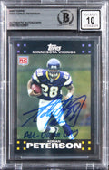 Vikings Adrian Peterson "ADD" Signed 2007 Topps #301 RC Card Auto 10! BAS Slab