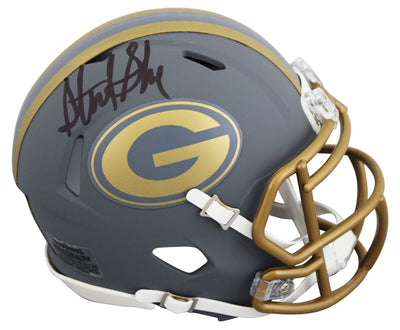 Packers Sterling Sharpe Authentic Signed Slate Speed Mini Helmet BAS Witnessed