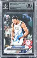 Warriors Stephen Curry Signed 2024 Topps Now Olympic Games #22 Card BAS Slabbed