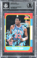 Knicks Patrick Ewing "HOF 08" Authentic Signed 1986 Fleer #32 Card BAS Slabbed