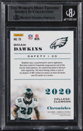 Eagles Brian Dawkins God Bless! Signed 2020 Panini Chronicles #78 Card BAS Slab