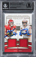 Kelce & Kittle Signed 2023 Immaculate Collection DJ #8 18/49 Card BAS Slabbed