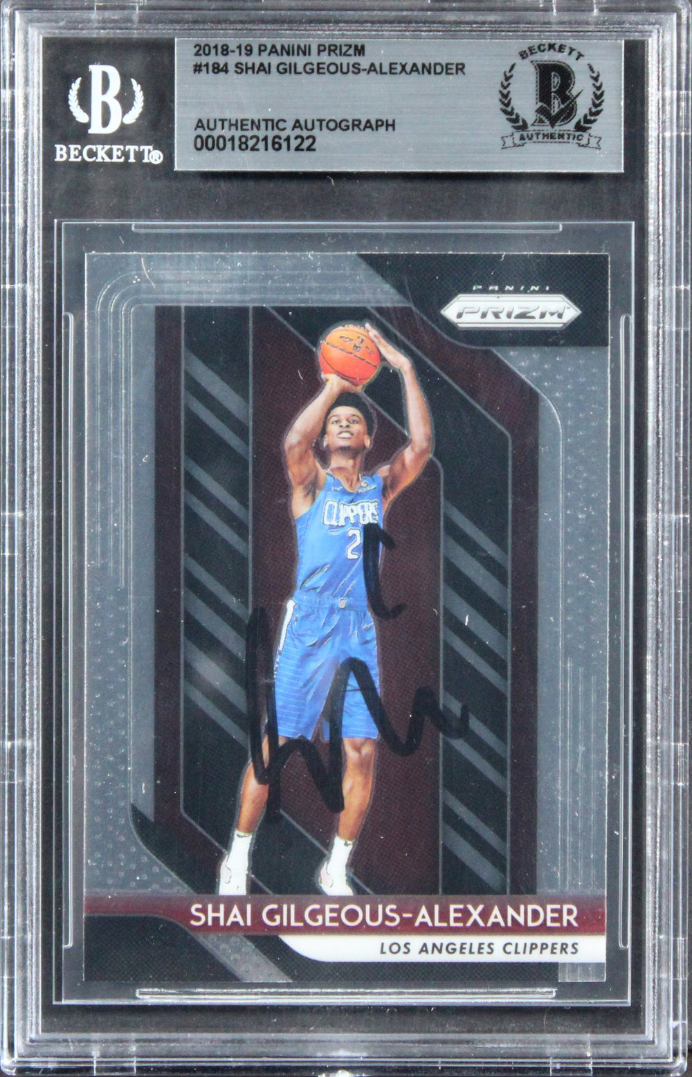 Clippers Shai Gilgeous-Alexander Signed 2018 Panini Prizm #184 RC Card BAS Slab