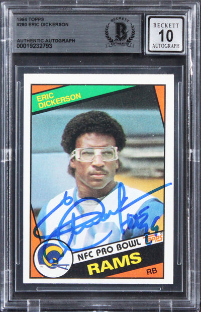 Rams Eric Dickerson "HOF 99" Signed 1984 Topps #280 Card Auto 10! BAS Slabbed 2