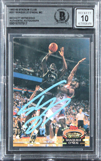 Shaquille O'Neal Signed 1992 Stadium Club #201 Rookie Card Auto 10! BAS Slabbed