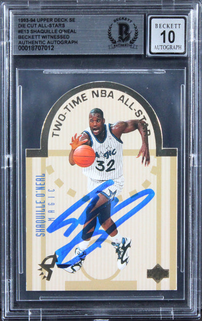 Shaquille O'Neal Signed 1993 Upper Deck SE Die Cut AS #E13 Card Auto 10 BAS Slab