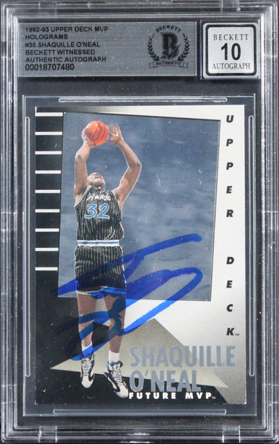 Shaquille O'Neal Signed 1992 Upper Deck MVP Holos #35 RC Card Auto 10! BAS Slab