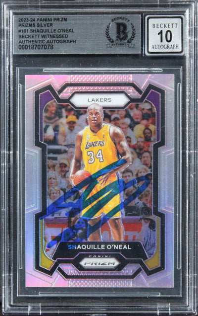 Shaquille O'Neal Signed 2023 Panini Prizm Silver #181 Card Auto 10! BAS Slabbed