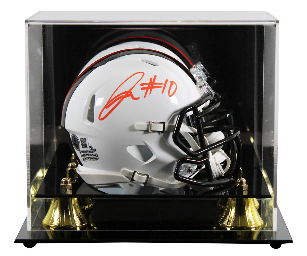 Browns Quinshon Judkins Signed 2023 On-Field Alt Speed Mini Helmet W/ Case BAS W
