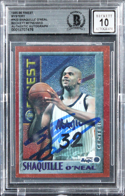 Magic Shaquille O'Neal Signed 1995 Finest Mystery #M22 Card Auto 10! BAS Slabbed