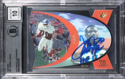 Broncos Terrell Davis "HOF 17" Signed 1997 SPX #24 Card Auto Grade 10! BAS Slab