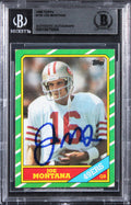 49ers Joe Montana Authentic 1986 Topps #156 Card Autographed BAS Slabbed