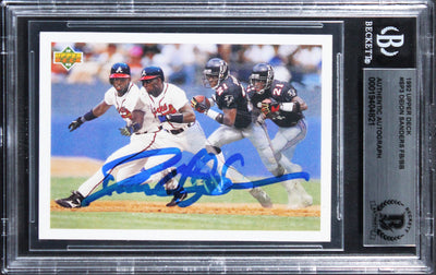 Braves Deion Sanders Authentic Signed 1992 Upper Deck #SP3 Card BAS Slabbed