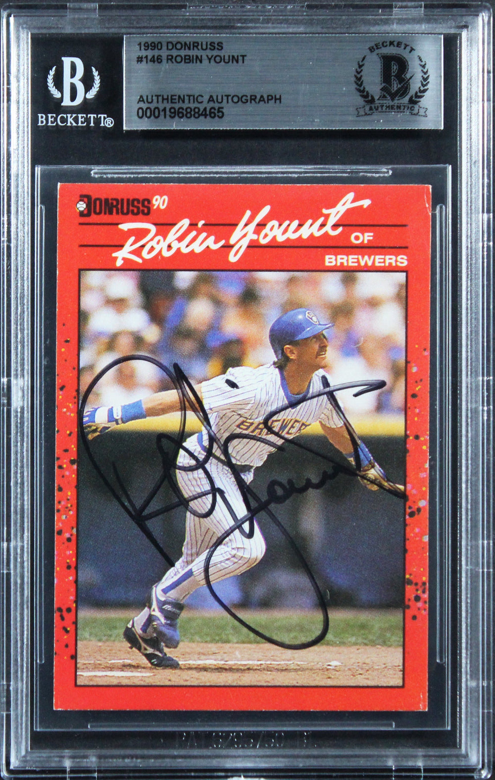 Brewers Robin Yount Authentic Signed 1990 Donruss #146 Card BAS Slabbed