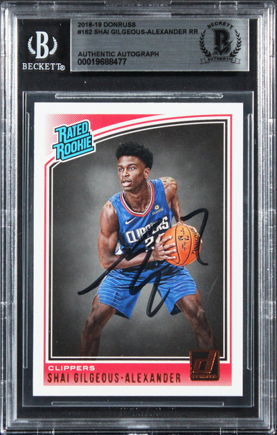 Shai Gilgeous-Alexander Signed 2018 Donruss #162 Rated Rookie Card BAS Slabbed 2