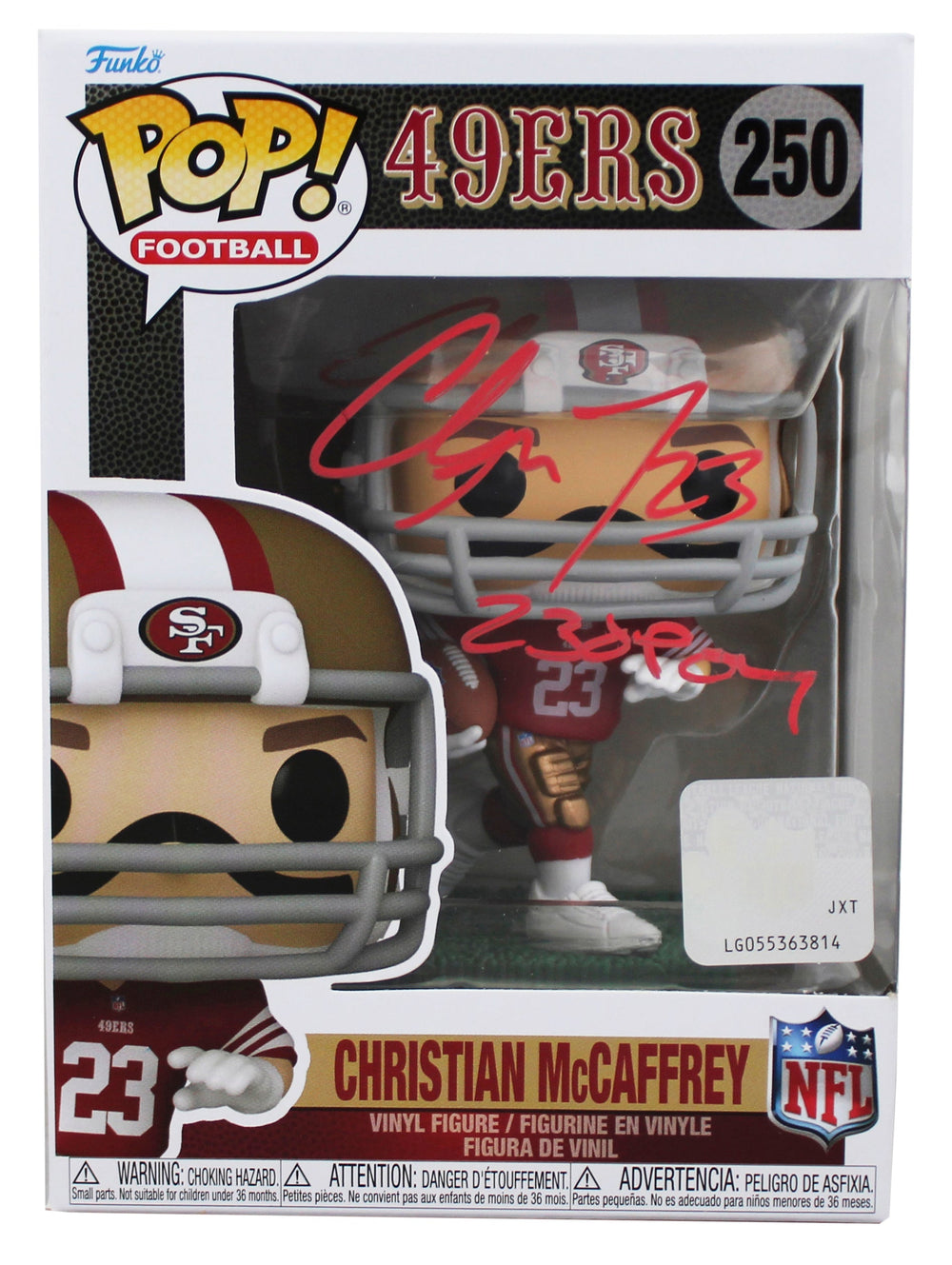 49ers Christian McCaffrey "23 OPOY" Signed #250 Funko Pop Figure BAS #BQ97986