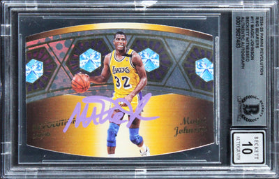 Lakers Magic Johnson Signed 2024 Panini Revolution #11 Card Auto 10! BAS Slabbed
