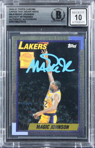 Lakers Magic Johnson Signed 2000 Topps Chrome #MJ8 Card Auto 10! BAS Slabbed