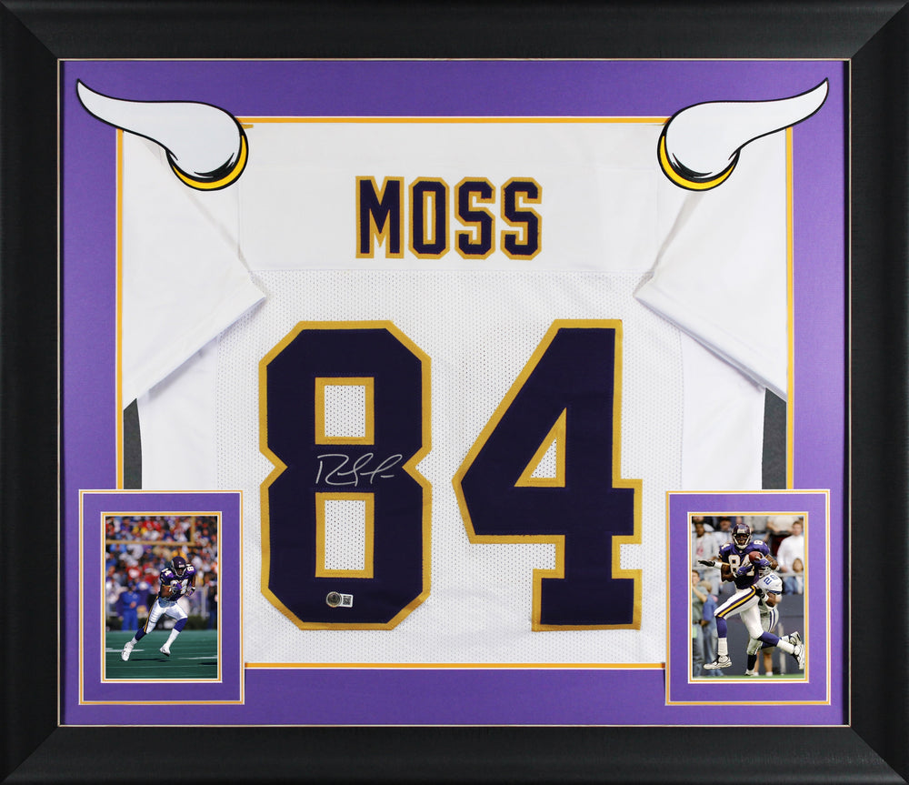 Randy Moss Authentic Signed White Pro Style Framed Jersey BAS Witnessed