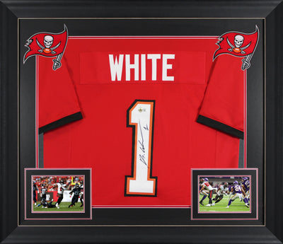 Rachaad White Authentic Signed Red Pro Style Framed Jersey BAS Witnessed