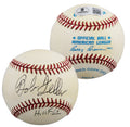 Indians Bob Feller "HOF 62" Authentic Signed Brown OAL Baseball BAS #BW89076