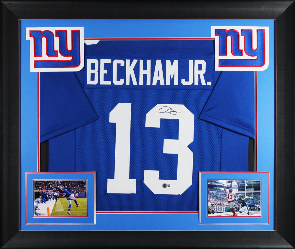 Odell Beckham Jr. Authentic Signed Blue Pro Style Framed Jersey BAS Witnessed