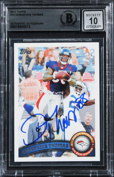 Broncos Demaryius Thomas Signed 2011 Topps #12 Card Auto Grade 10! BAS Slabbed