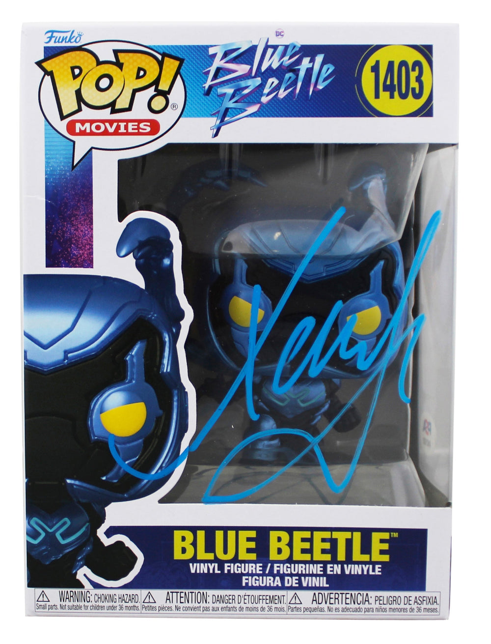 Xolo Mariduena Signed Blue Beetle #1403 Funko Pop Vinyl Figure PSA/DNA #BN36431