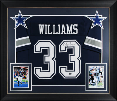 Javonte Williams Authentic Signed Navy Pro Style Framed Jersey BAS Witnessed