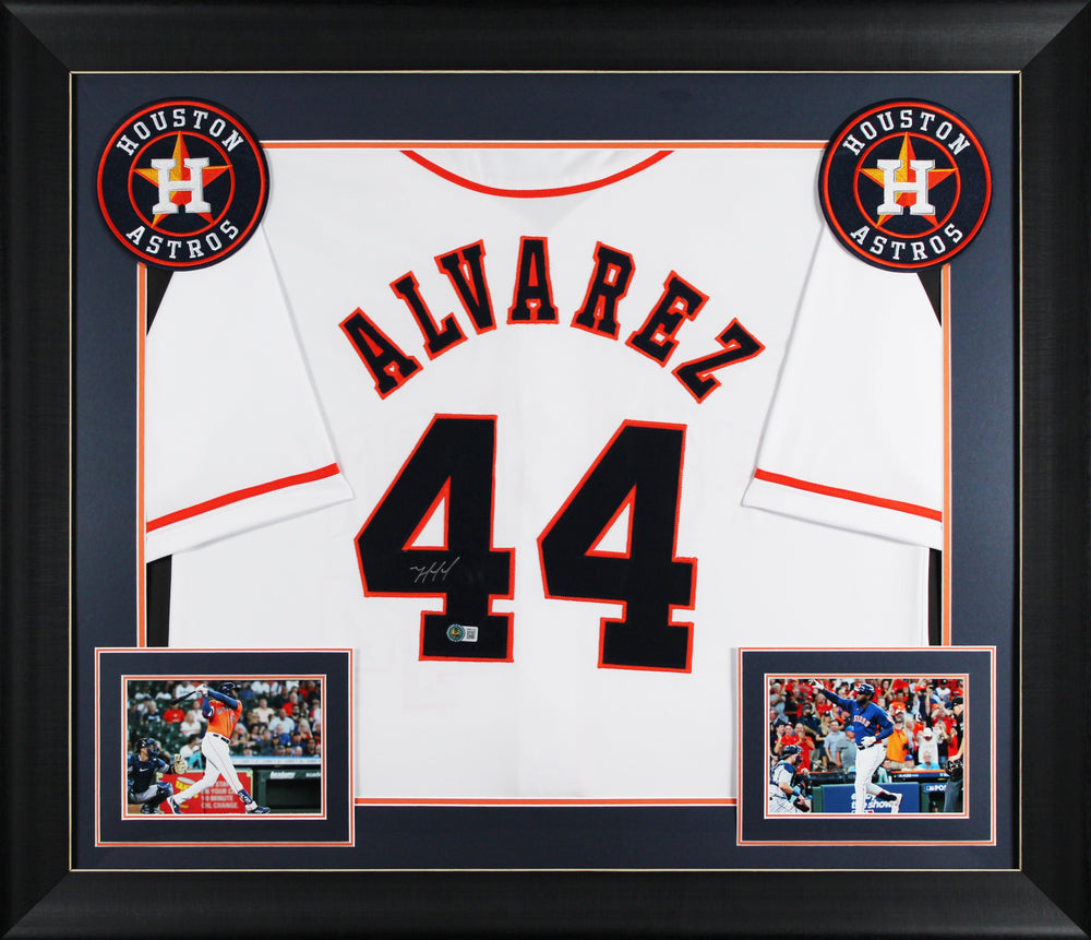 Yordan Alvarez Authentic Signed White Pro Style Framed Jersey BAS Witnessed