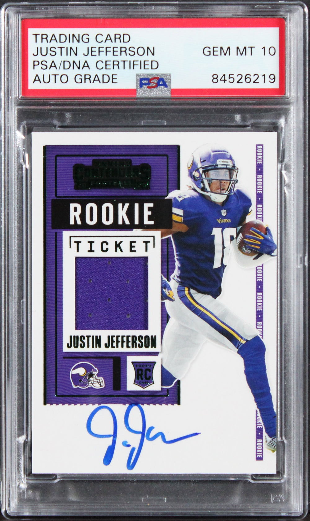 Justin Jefferson Signed 2020 Panini Contend #RSV-JJE RC Card Auto 10! PSA Slab