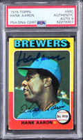 Brewers Hank Aaron Signed 1975 Topps #660 Card Auto Grade Mint 9! PSA/DNA Slab