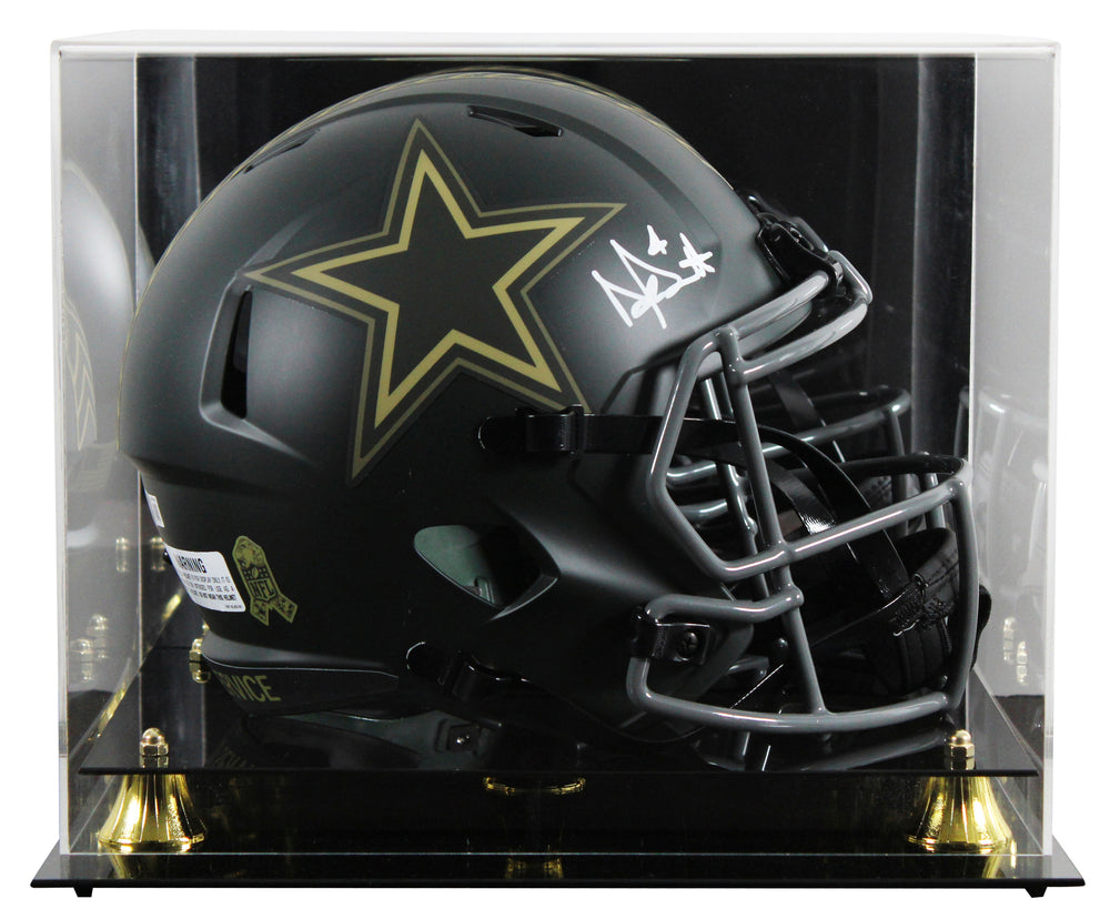 Cowboys Dak Prescott Signed STS IV Full Size Speed Rep Helmet W/ Case BAS Wit