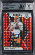 Packers Aaron Rodgers Signed 2020 Panini Mosaic #300 Card Auto 10! BAS Slabbed