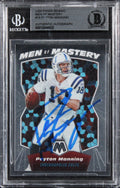 Colts Peyton Manning Signed 2020 Panini Mosaic Men Of Mastery #16 Card BAS Slab