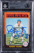 Brewers Robin Yount "2x Insc" Authentic Signed 1975 Topps #223 Card BAS Slabbed